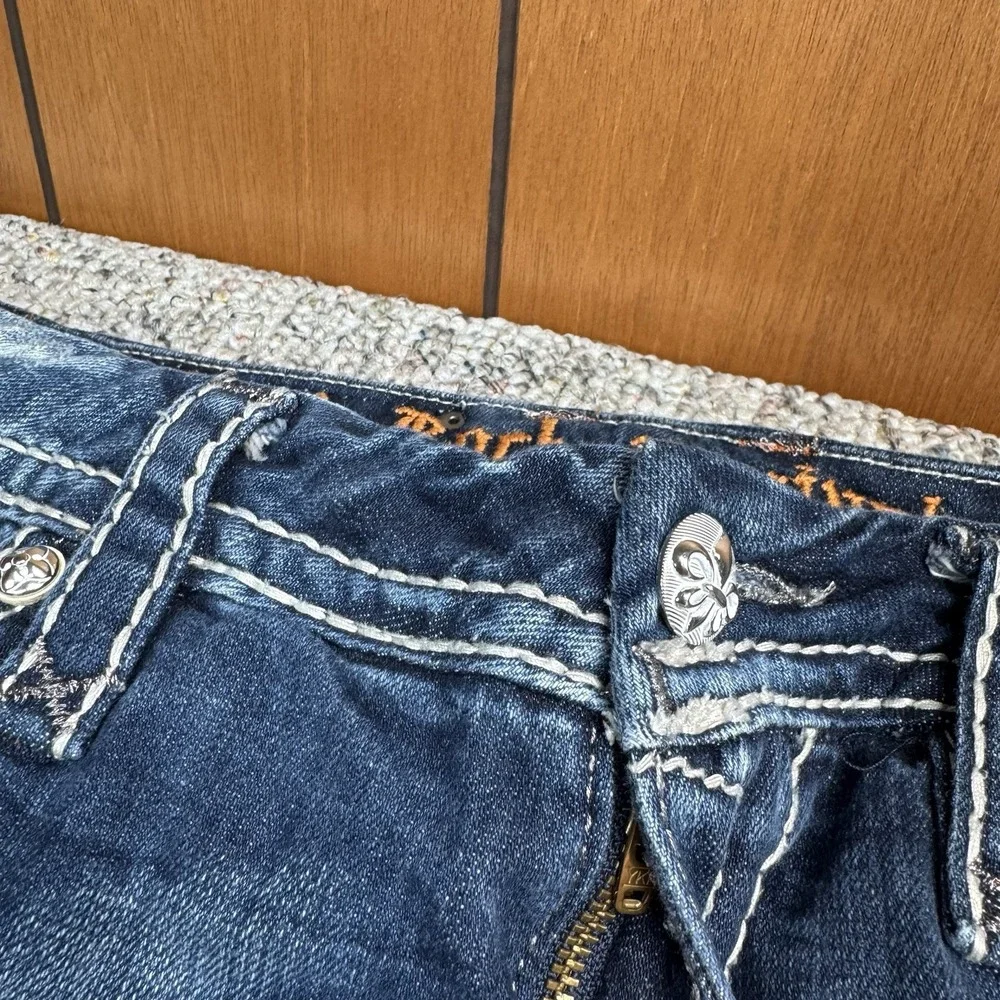Rock Revival Kai Jeans Womens 30 Fits 32x32 Easy Boot Rhinestone Blue Denim - Picture 8 of 15